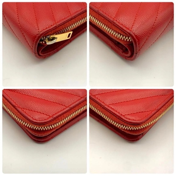Yves Saint Laurent Red Quilted Leather Wallet - Picture 10 of 10